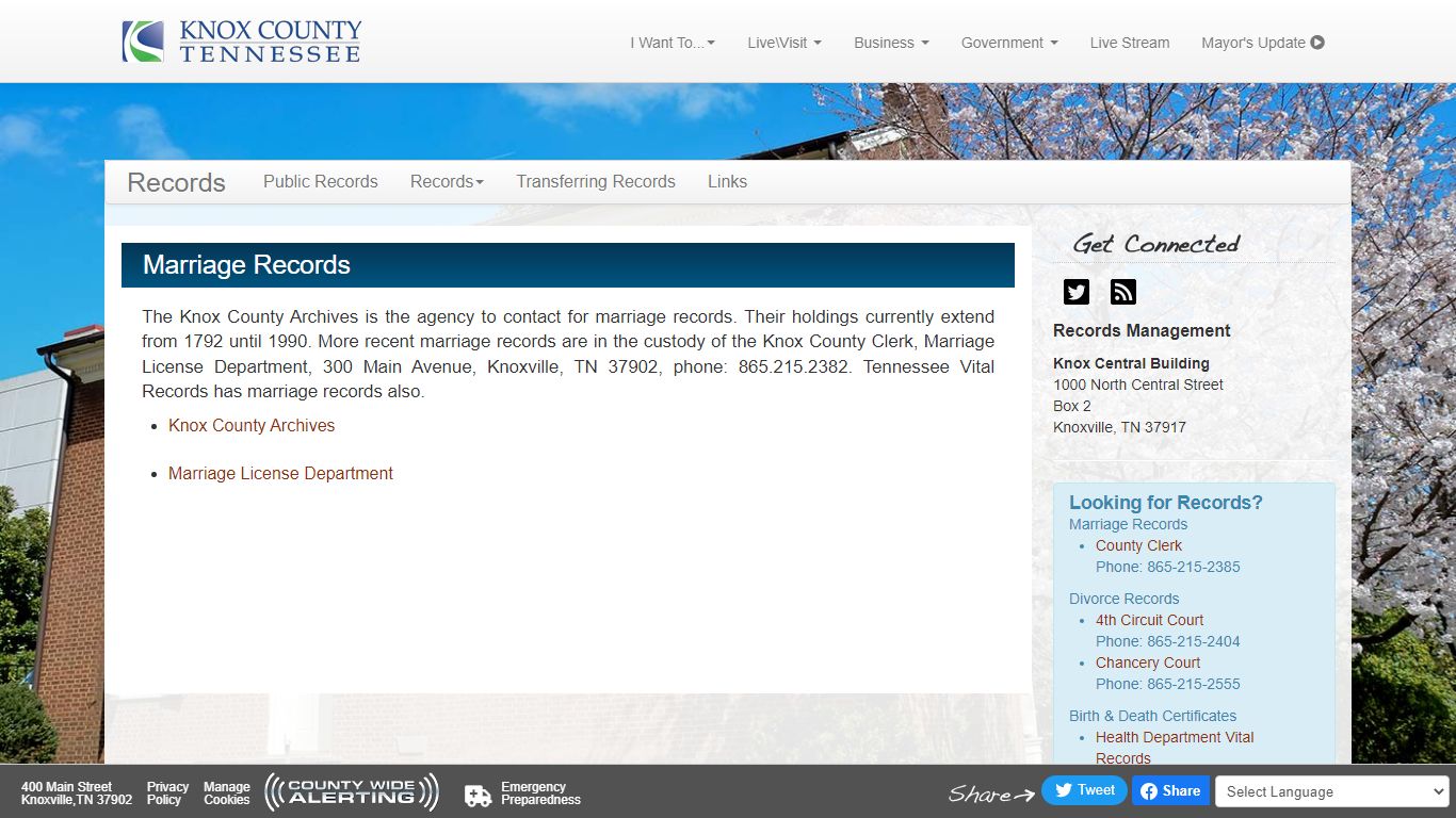 Marriage Records - Knox County Tennessee Government
