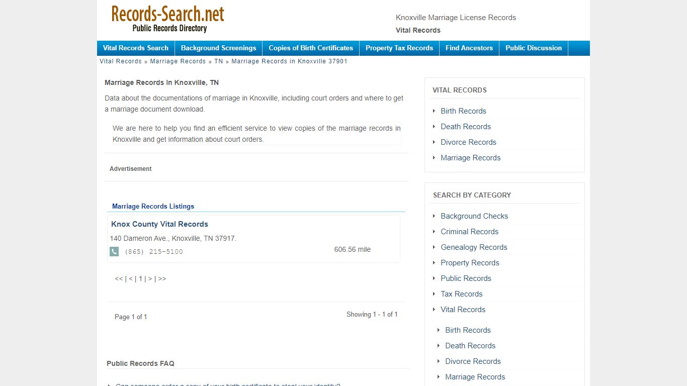 Knoxville Marriage License Records - Vital Records